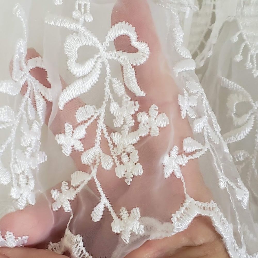 Girl's Pageant Dress Child's 0 Tambour Lace White - Picture 5 of 8